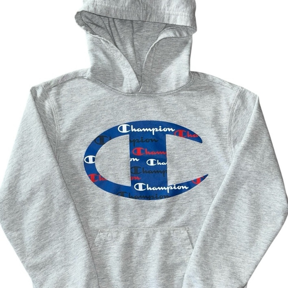 Champion Youth Kids M Graphic Spellout Big Logo Pullover Hoodie Sweatshirt